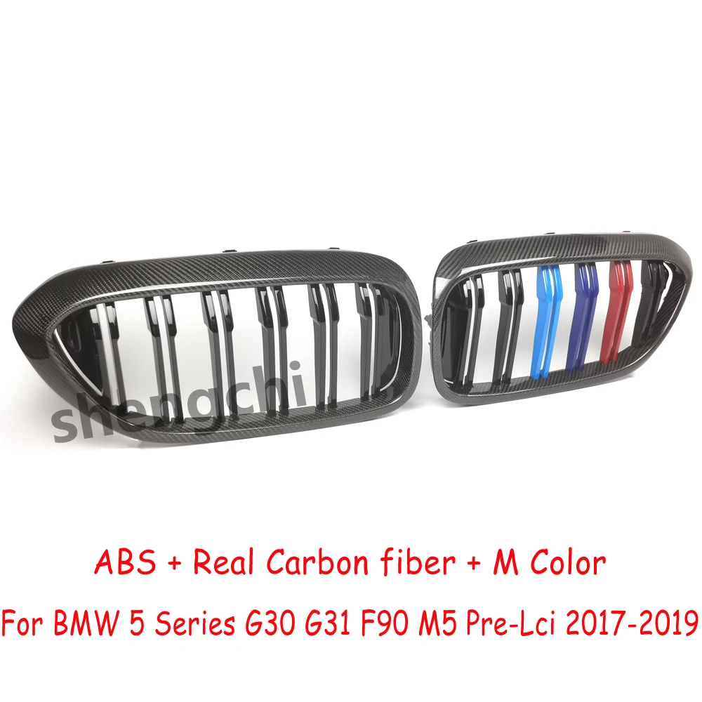 G30 G31 M5 F90 Pre-LCI Carbon Fiber M Color Front Bumper Grill For BMW 5 Series G30 G31 520i 530i 540i M550i Grille 2017-2019