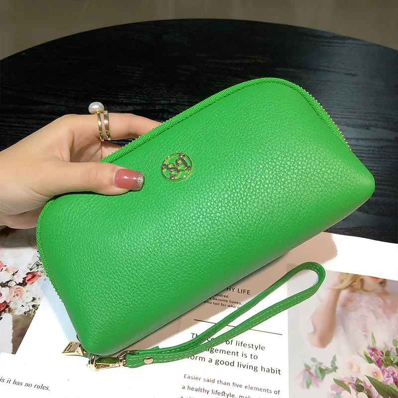 Women's fashion trend multi-functional first layer cowhide small square bag holding leather purse purse mobile phone bag