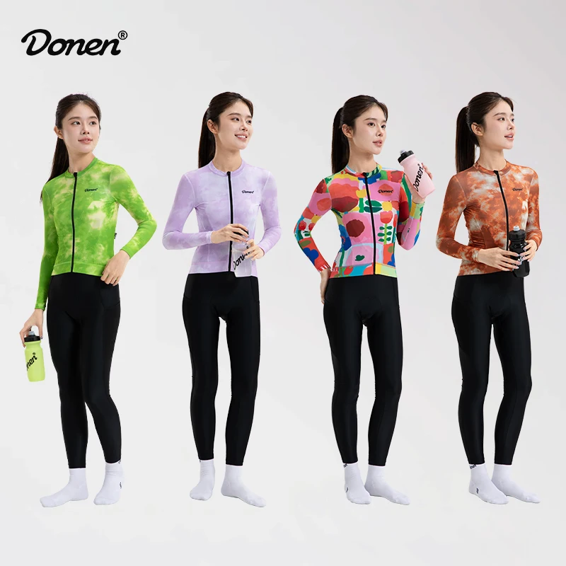 

DONEN Fleece Women Cycling Jersey Winter Thermal Bike Clothing with Pockets Full Zip Bike Bicycle Clothes Road Bike Jersey