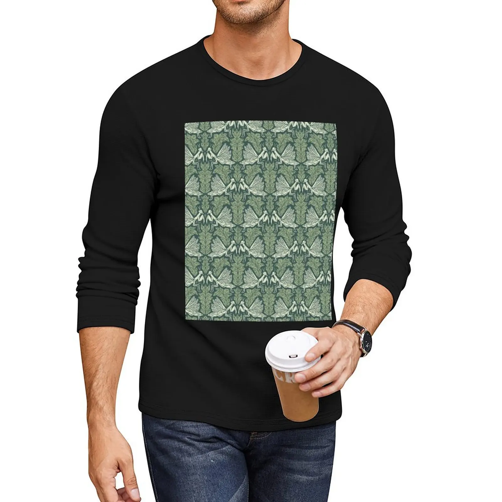 Eat, Prey, Love Praying Mantis Pattern Long T-Shirt aesthetic clothes T-shirts for men cotton