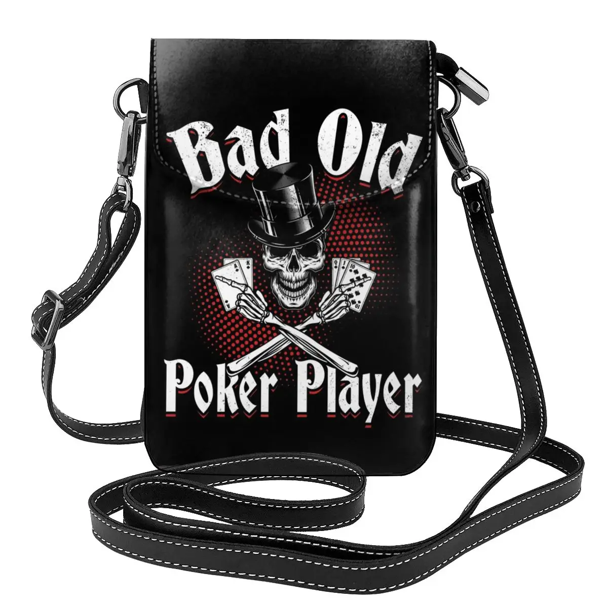 Bad Old Poker Player Shoulder Bag Skull Gangster Vintage Leather Travel Women Bags Student Bulk Purse