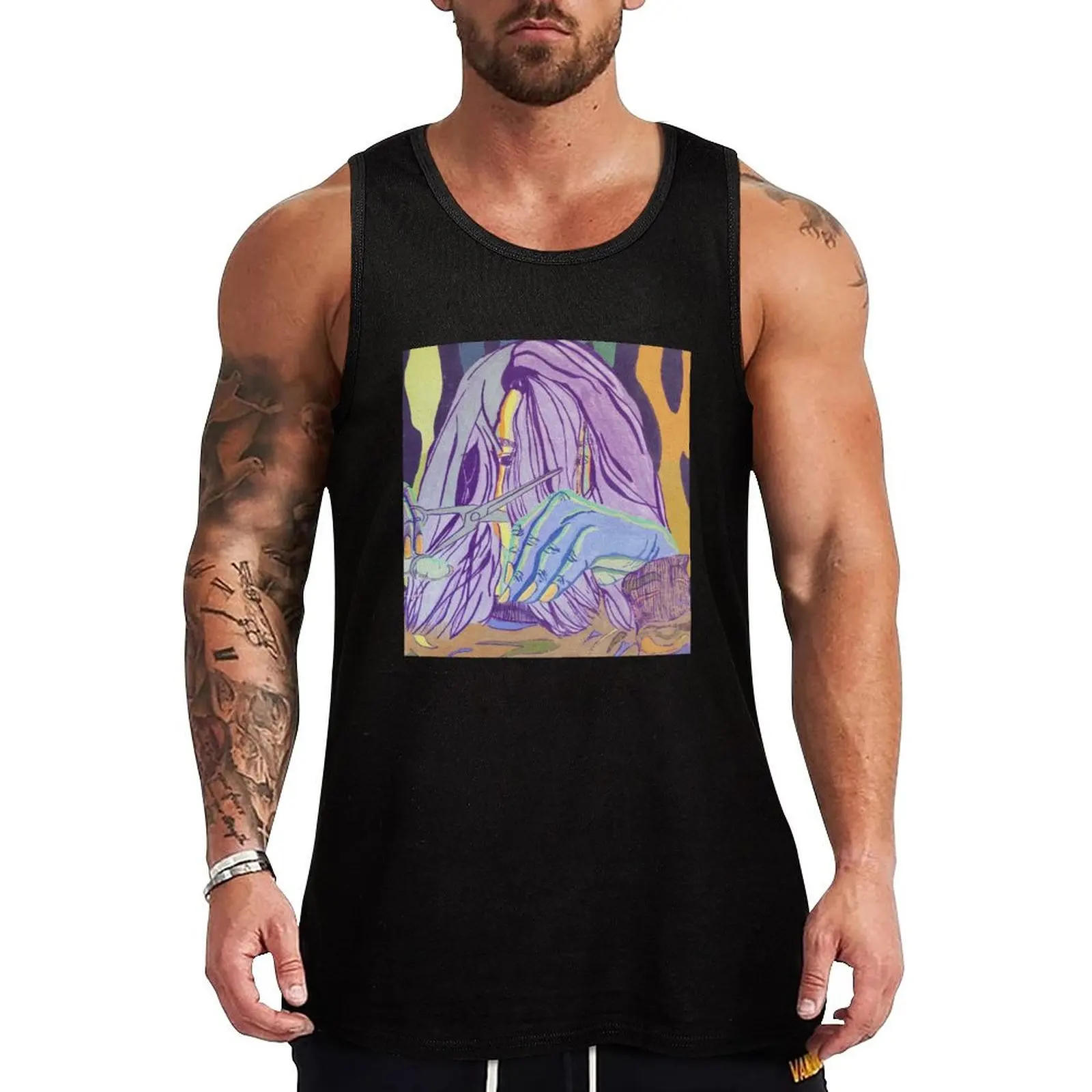 Purple Haircut Tank Top summer t-shirt Men's Sports clothing