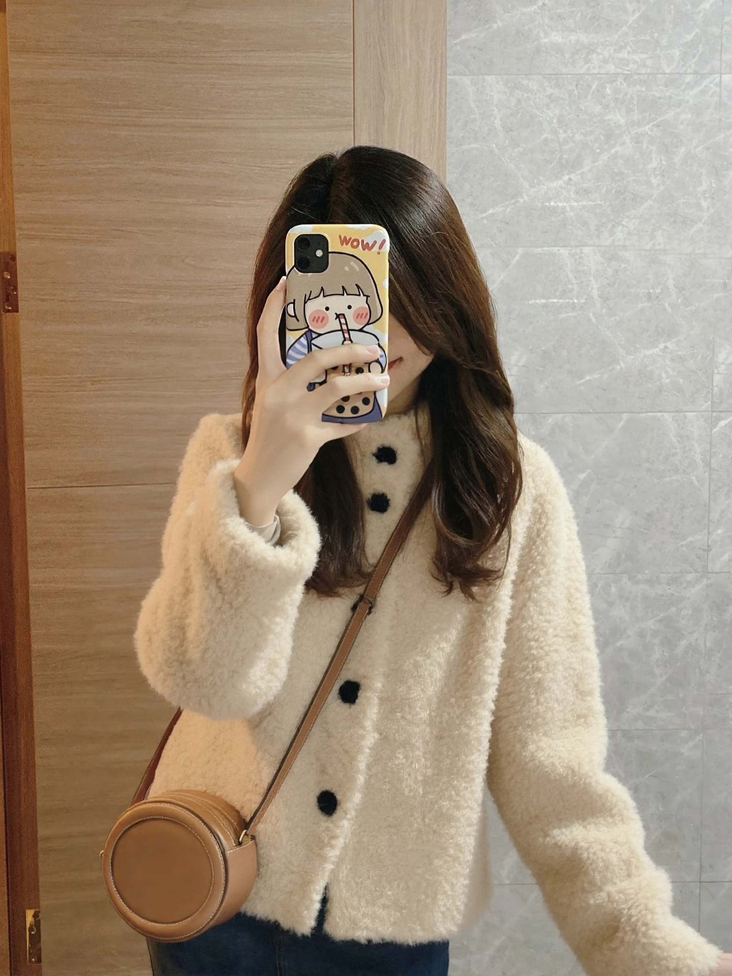 

2026 Новая роскошная женская куртка с воротником-стойкой и мехом ягненка, осенне-зимняя верхняя одежда, дышащее пальто прямого кроя