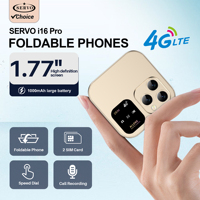 SERVO i16 PRO 4G Mini Fold Mobile Phone Dual SIM Card Speed Dial Video Player Magic Voice Blacklist Small Flip Cellphone Type-C