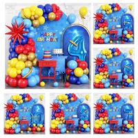 Red, Yellow and Blue Latex Balloon Digital Arch Set, Explosive Star Aluminum Film Balloon, Suitable for Birthday Party Decoratio