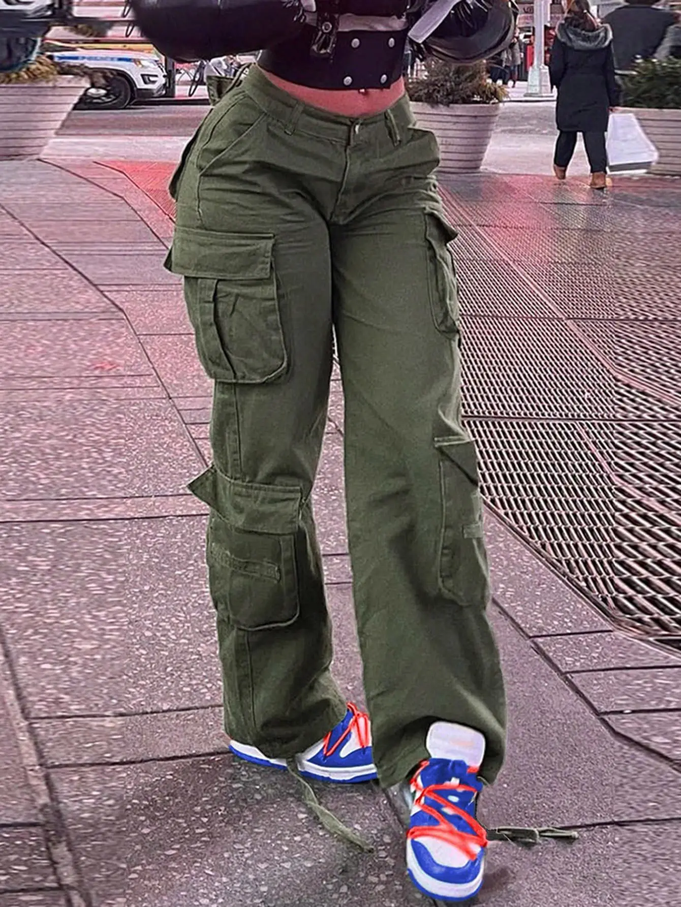 캐주얼 여성 작업복 바지 멀티 포켓 전술 크로스보더 신상 미국 레트로 디자인 롱 팬츠