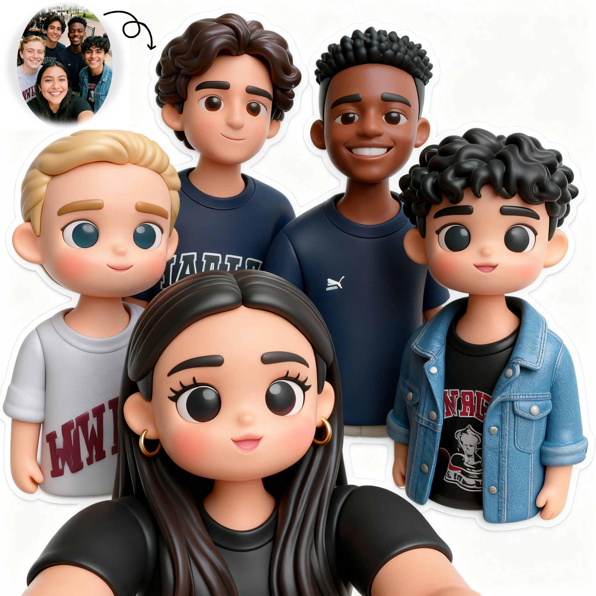 Custom 3D Cartoon Avatar Photos Creative, Adorable, Personalized Frameless Poster Canvas Gifts for Friends, Family, Home Decor