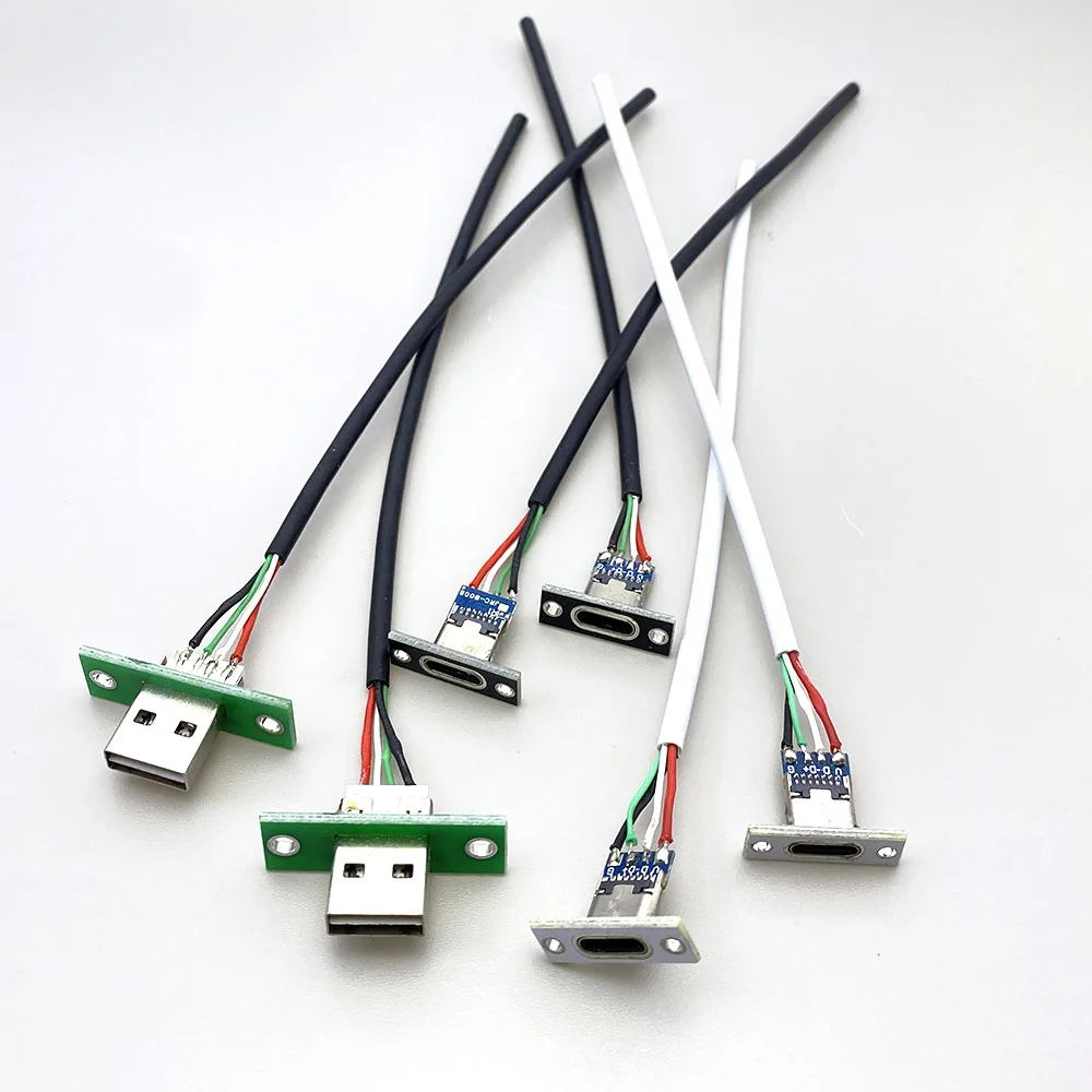 4pin USB 2.0 A male plug with forward and reverse insertion charging data DIY 4pin Type-C female socket with wire 3A current 4pi