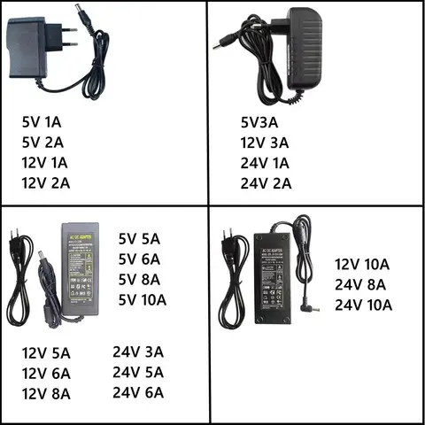 AC 220V To 5V 12V 24V Power Supply Adapter 1A 2A 3A 5A 6A 8A 10A Charger Universal Switching Power Supply Adapter 5 12 24 V Volt