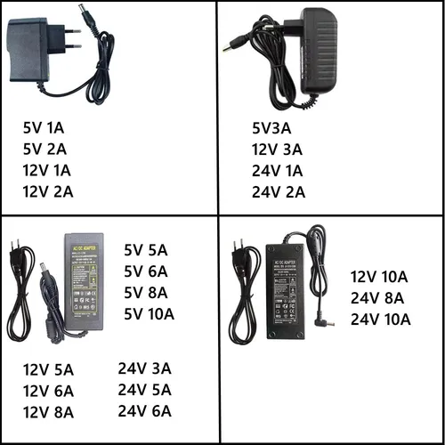 Adaptador de fuente de alimentación AC 220V a 5V 12V 24V 1A 2A 3A 5A 6A 8A 10A cargador adaptador de fuente de alimentación conmutada Universal 5 12 24 V voltios