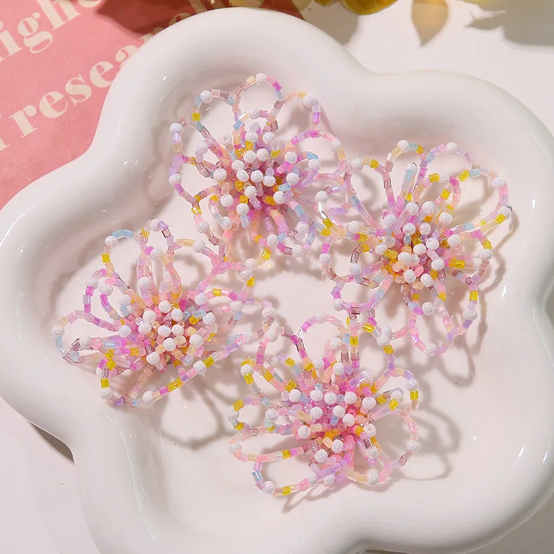 Shoe Charms 1 Piece Sweet Youthful Hollow Beaded Flower DIY Transparent Crystal Jelly Clog Decoration Korean Princess
