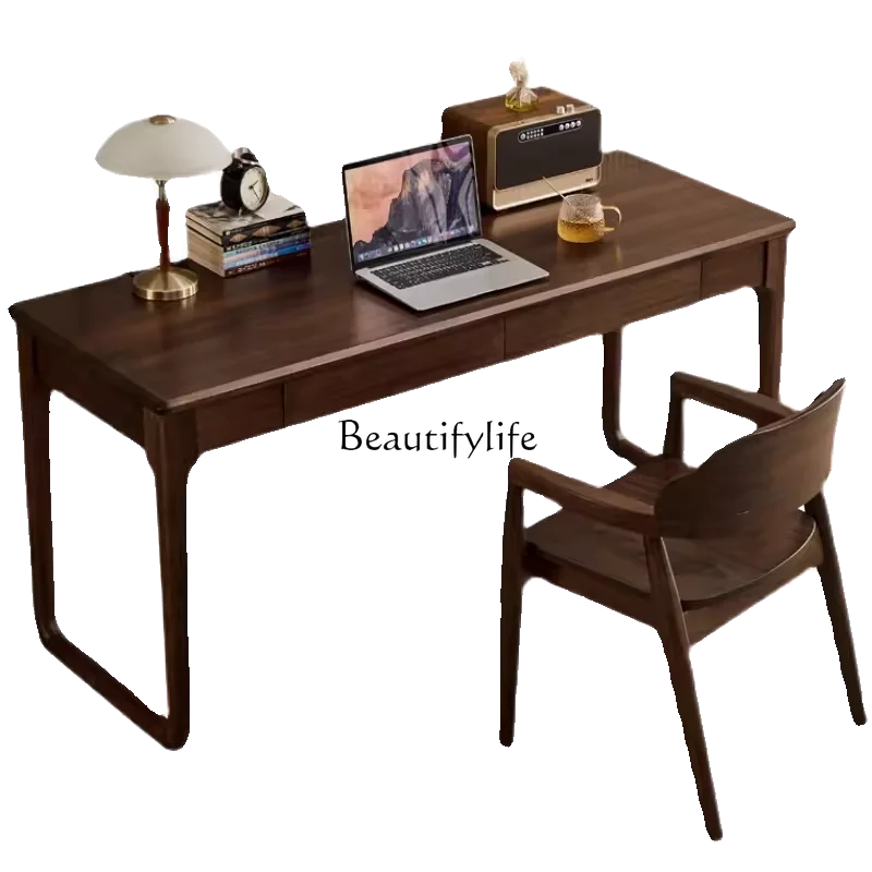 

Black walnut solid wood Chinese-style study desk Small apartment computer desk Household writing