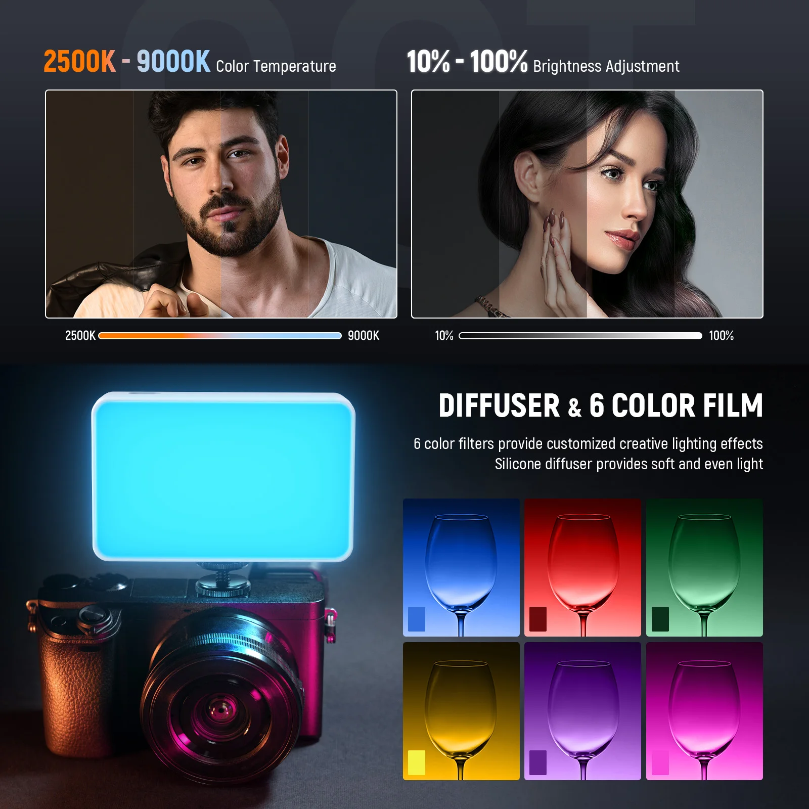 NEEWER LED-Selfie-Telefonlicht, wiederaufladbares 2500–9000 K Clip-on-Fülllicht, CRI95+ dimmbare Videokonferenzbeleuchtung für iPhone – Detail 3