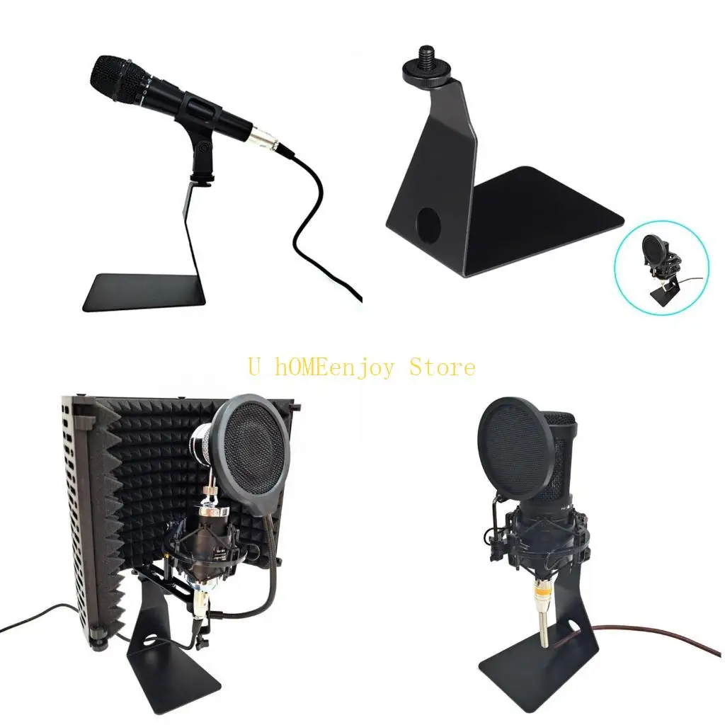 B0KF Microphone Rack Stand L على شكل قوس قوس الصدمة مكافحة MIC
