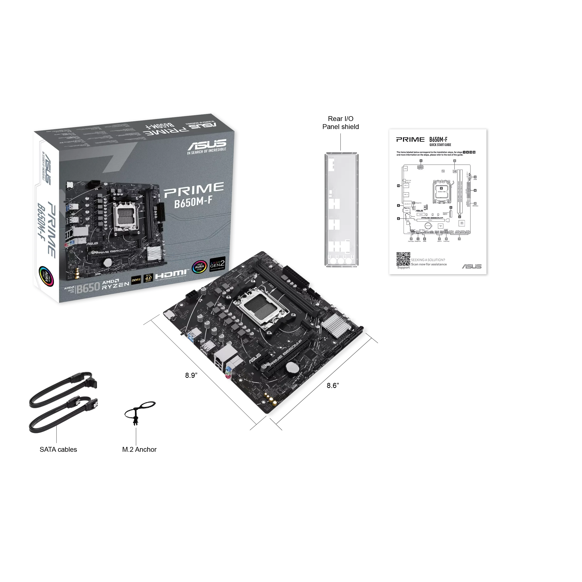 ASUS New PRIME B650M F AMD B650 يدعم سعة 96 جيجابايت AMD Ryzen ™ 7000 8000 9000 سلسلة اللوحة الأم المقبس AM5 #6