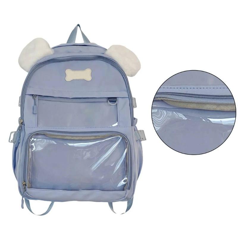 Mochila transparente con estampado perro único, bolso escolar capacidad, mochila informal, bolsas para libros para