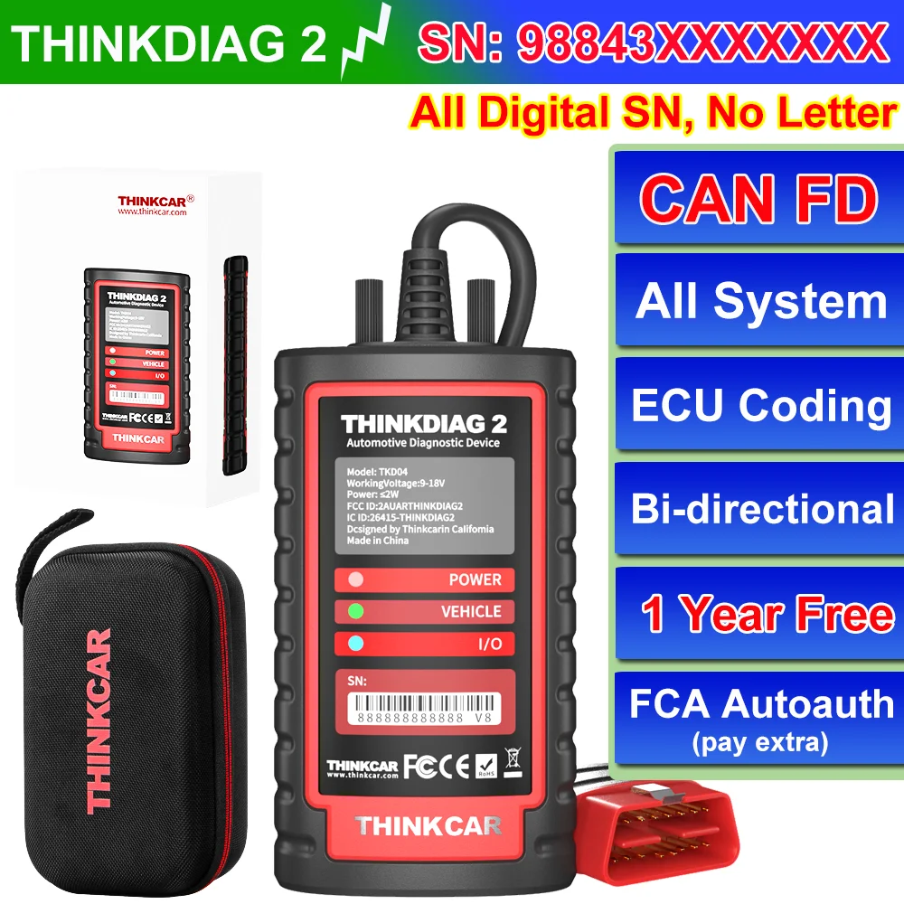 KINGBOLEN Ediag Plus, THINKCAR THINKDIAG2 CANFD ALLE systeem-ECU-codering Actieve test 16 reset OBD2-scanner Autodiagnostische hulpmiddelen