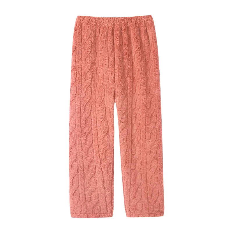 Thick Flannel Women's Solid Color Trousers Warm Sleep Pants Coral Fleece Pajamas Pants Bottoms Sleepwear For Female Pijama Mujer