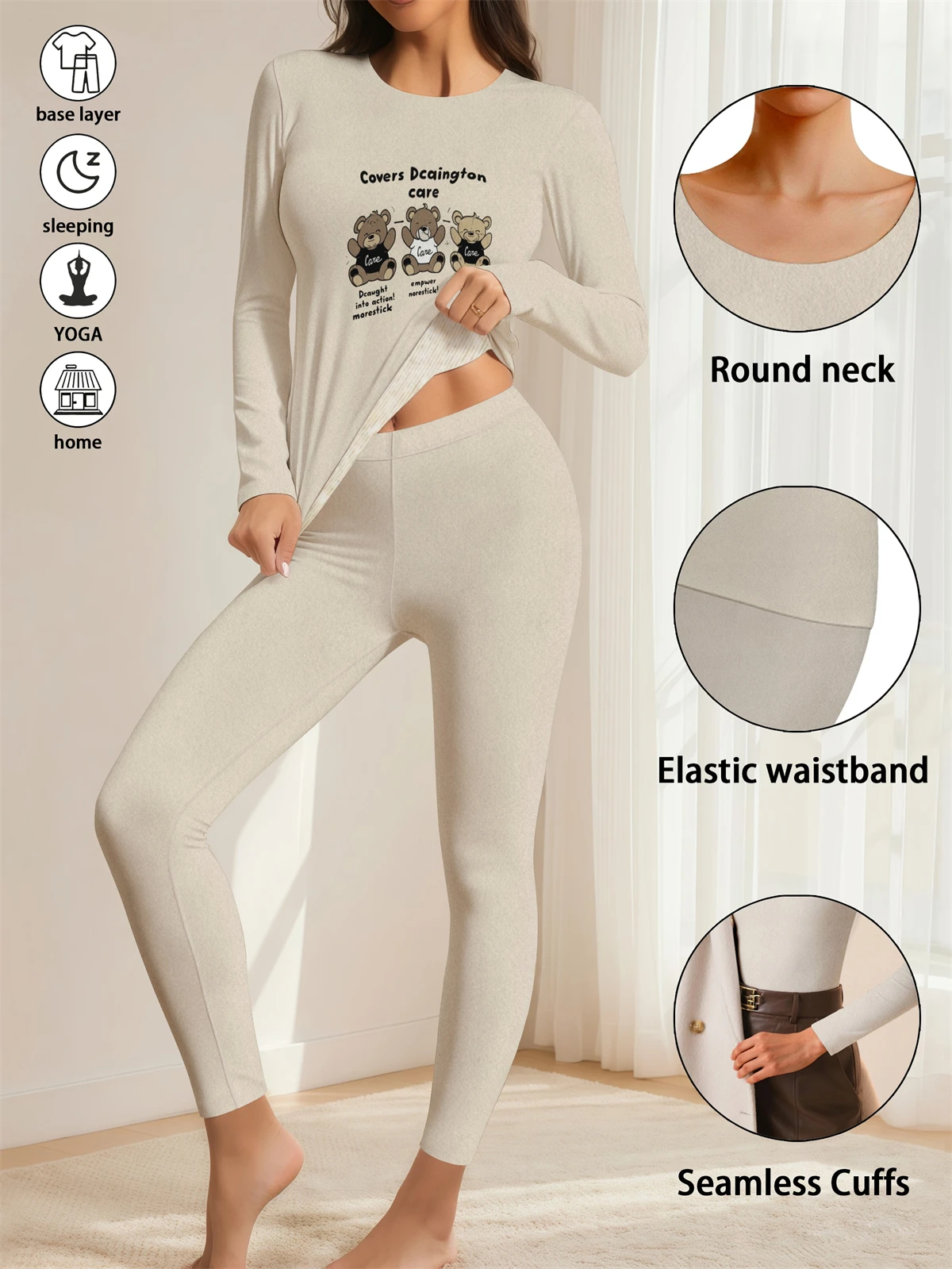 1 conjunto de roupa interior térmica quente sexy senhoras íntimas longo johns conjuntos em forma feminina gola média roupas de modelagem térmica