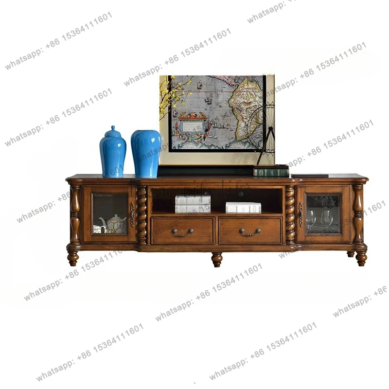 

American all-solid wood TV cabinet, household living room floor cabinet, modern simple storage TV cabinet