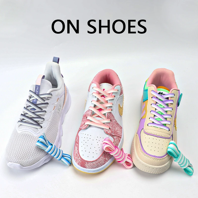 1Pair Gradient Elastic Laces for Sneakers Flat Shoelaces Rub