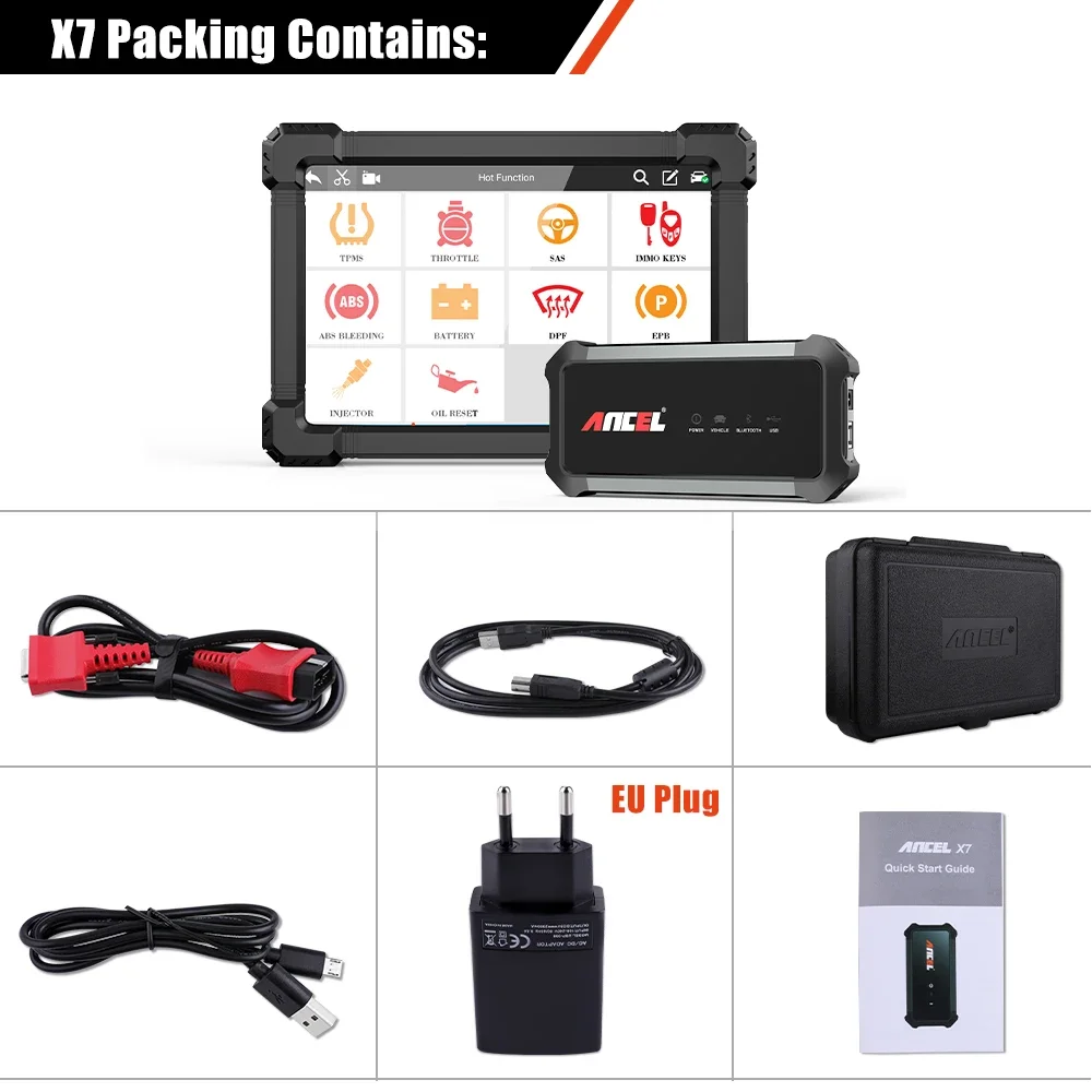Outil de Diagnostic de voiture Ancel X7 OBD2, système complet O BD 2, Scanner automobile, programmation clé TPMS, outils de Diagnostic de voiture, 12V