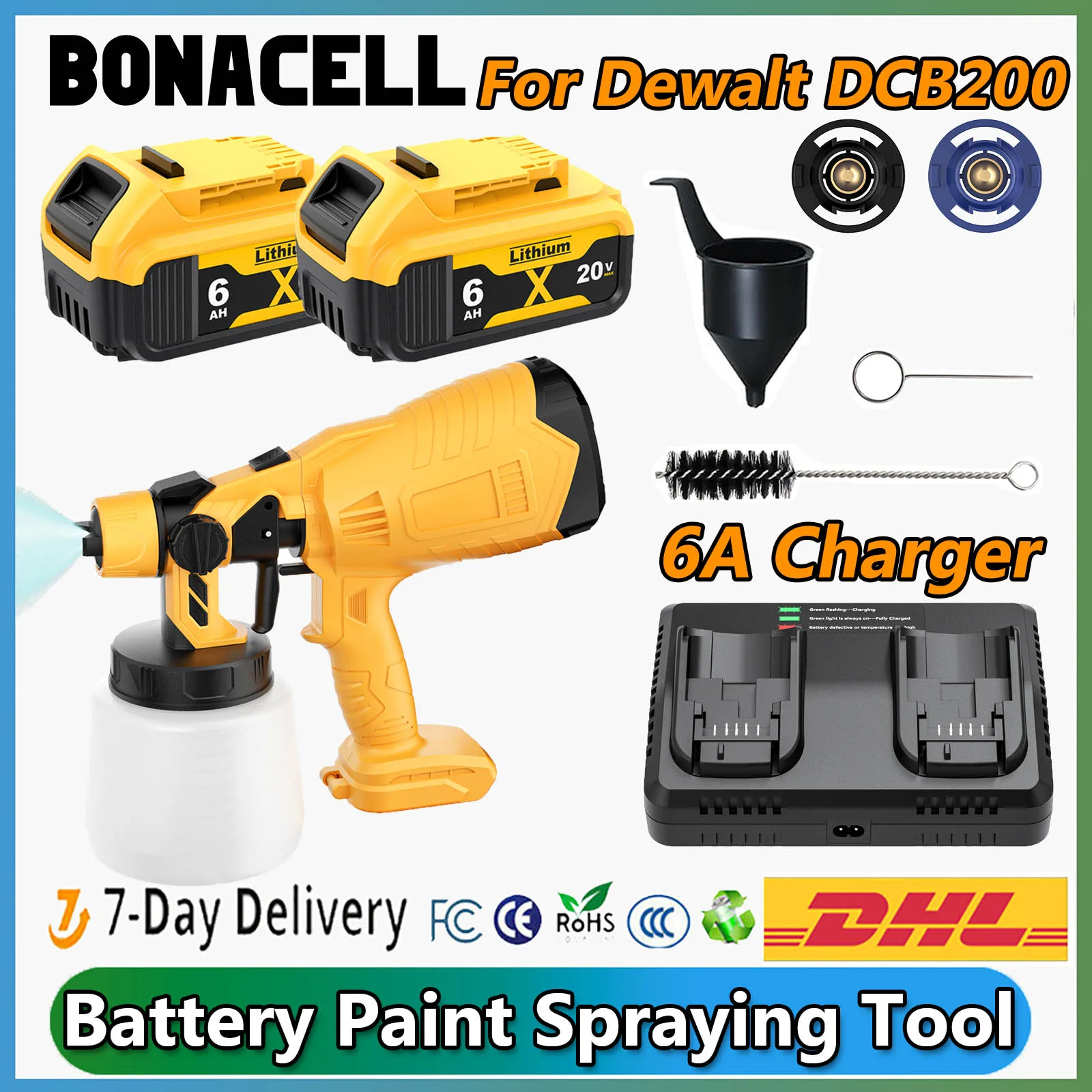 Cordless Paint Spraying Tools Paint Sprayer For Dewalt DCB200 Battery DCB201 DCB547-XJ DCB609 Spraying Tool With Battery Charger