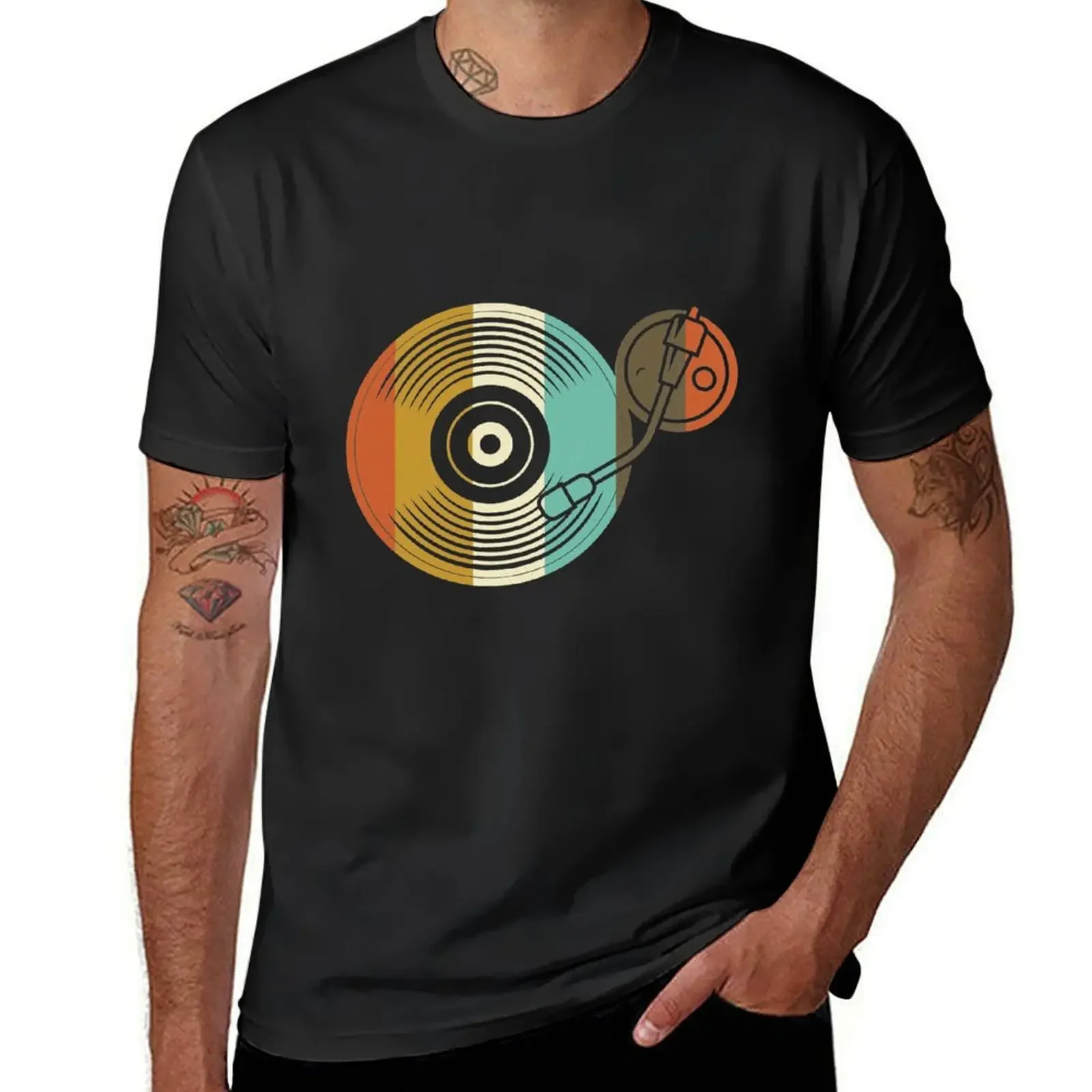 Record Vinyl - Retro Record Player - DJ Vintage T-Shirt tees blanks quick drying t shirts for men graphic