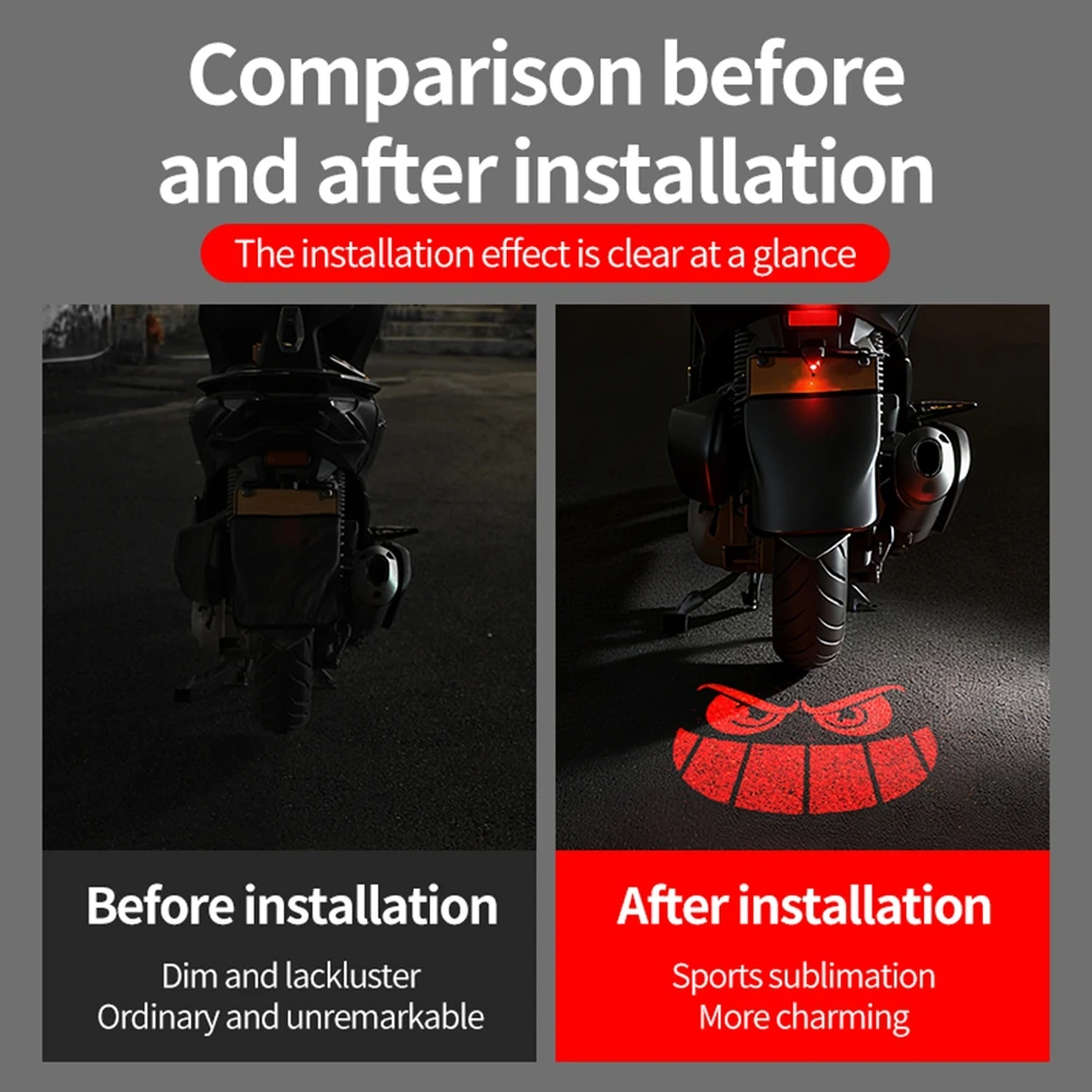 Motorcycle License Plate Projector Lamp LED Demon Eye Mattern Moto Night Warning Lamp LED Ambient Light for Scooter ATV 12-70V view 3
