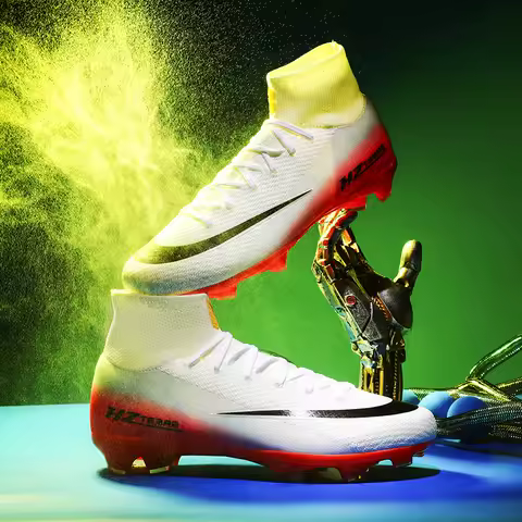 High Quality Men Soccer Shoes Society Outdoor TF/FG Original Football Boots Women Long Spikes Cleats Turf Resistant Sneakers