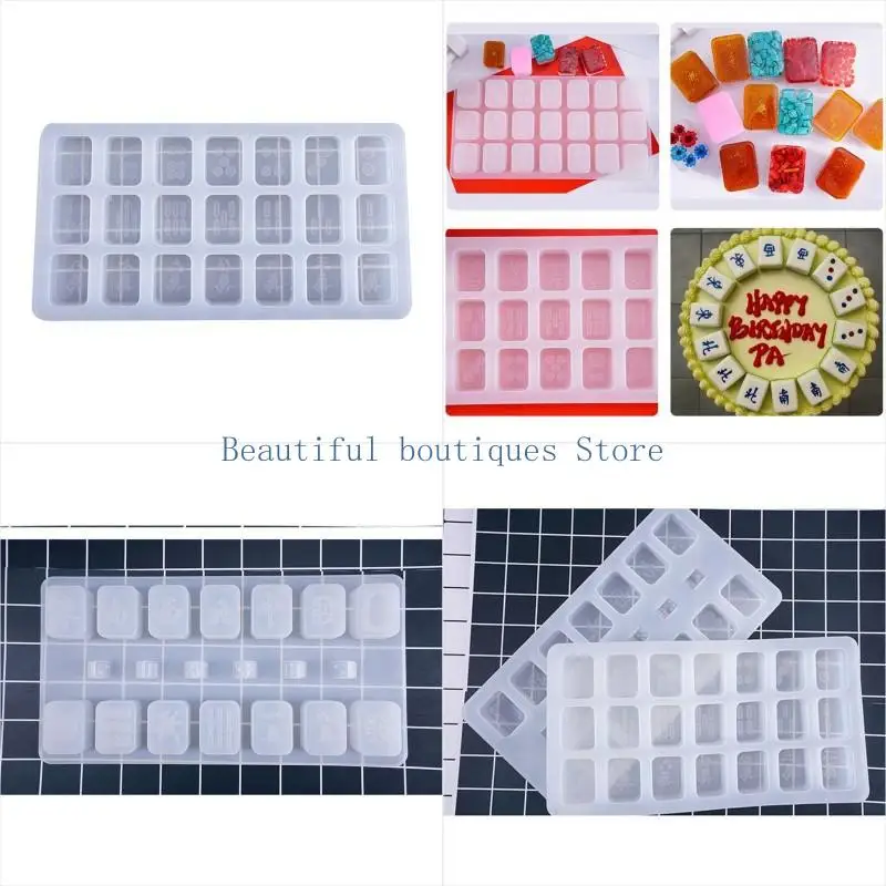 

U4LF Китайский маджонг DIY выпекать торт плесень шоколадный ледяной лоток смола свеча глиняные формы