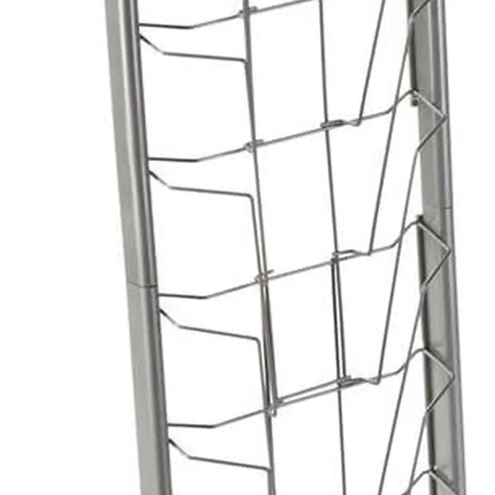 حامل أدب فضي مكون من 10 جيوب مع حقيبة حمل لعرض الأرضيات المحمولة