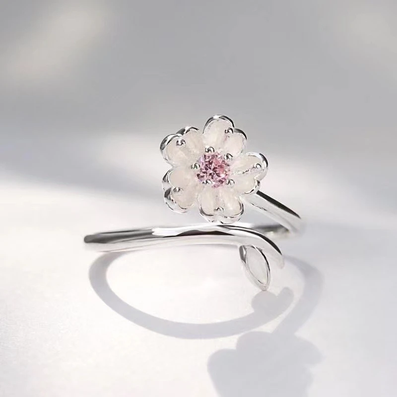 

Korean Style Fashionable Exquisite Adorable Flower Ring Elegant Gift for Girls 925 Sterling Silver Finger Ring for Women