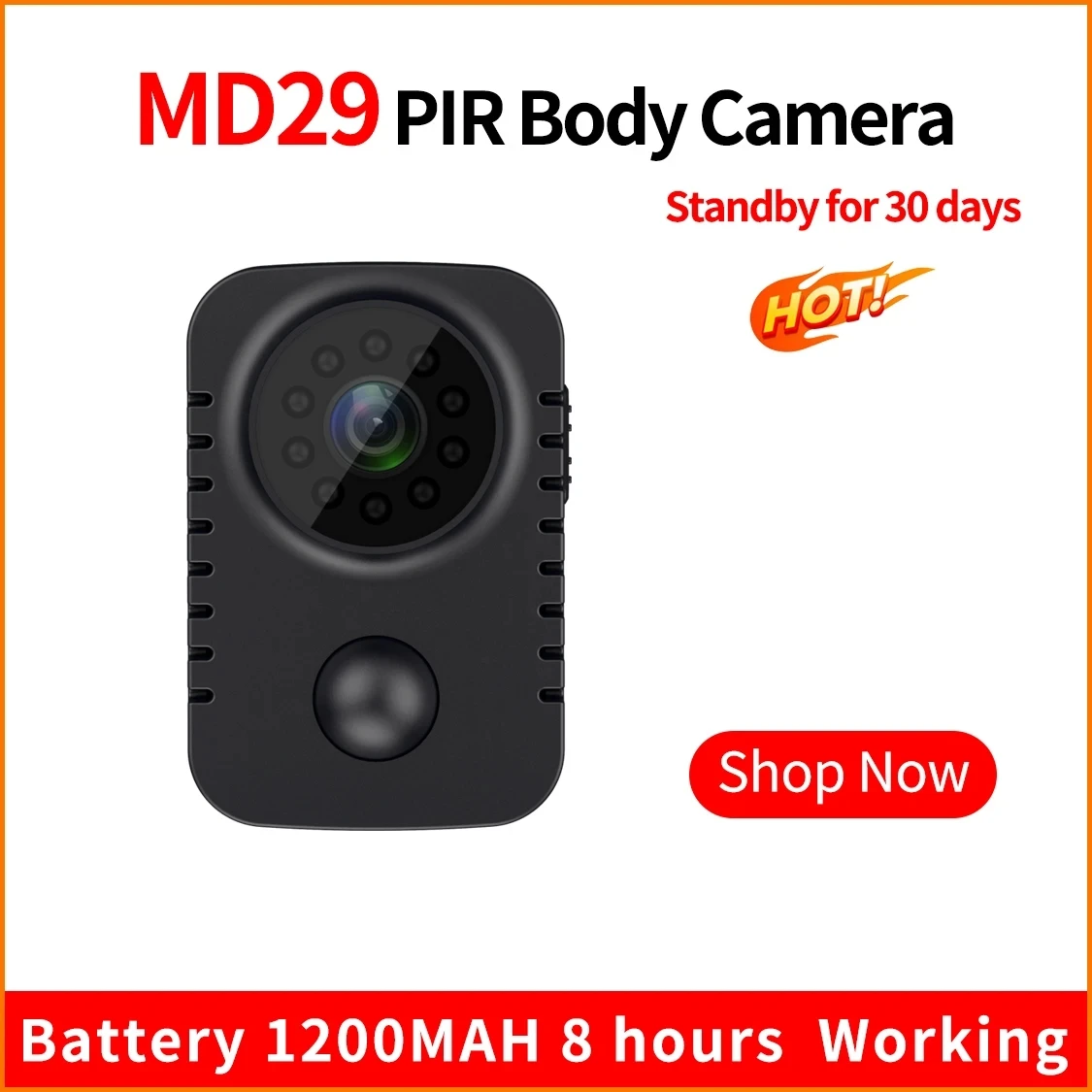 MD29 HD Mini Body Camera 1080P Security Pocket Cameras Motion Activated Small Nanny Cam for Cars Standby Espia Webcam 8H Working