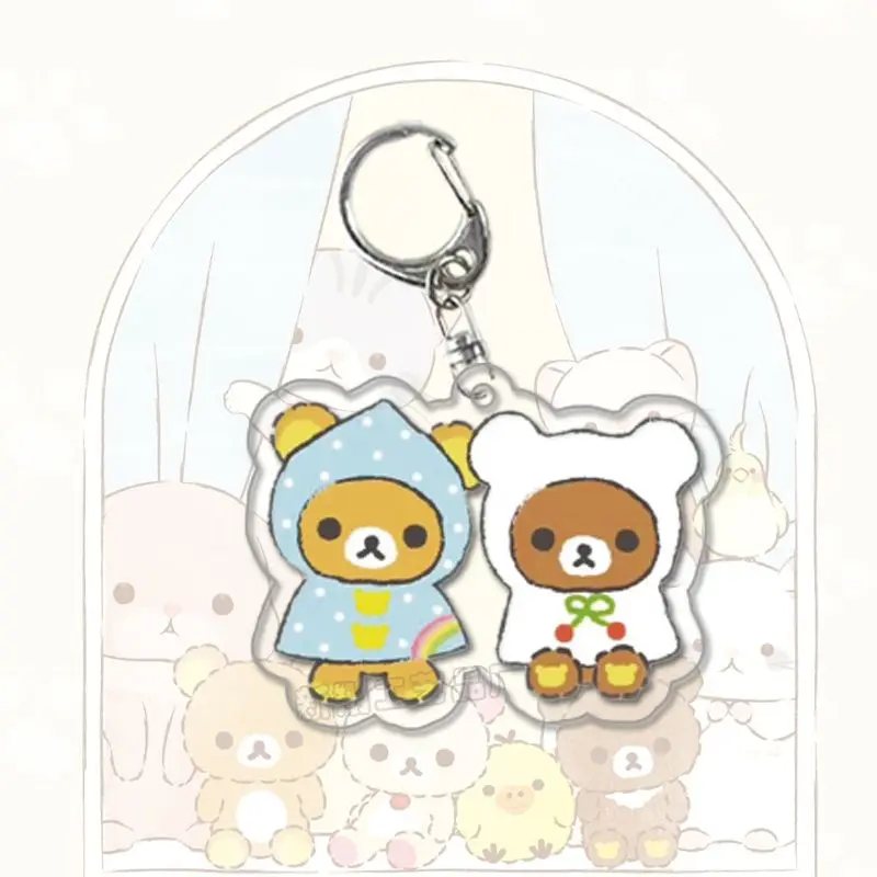 Rilakkuma dos desenhos animados bonito urso acrílico chaveiro estudante mochila pingente decoração acessórios chave meninas presente de aniversário