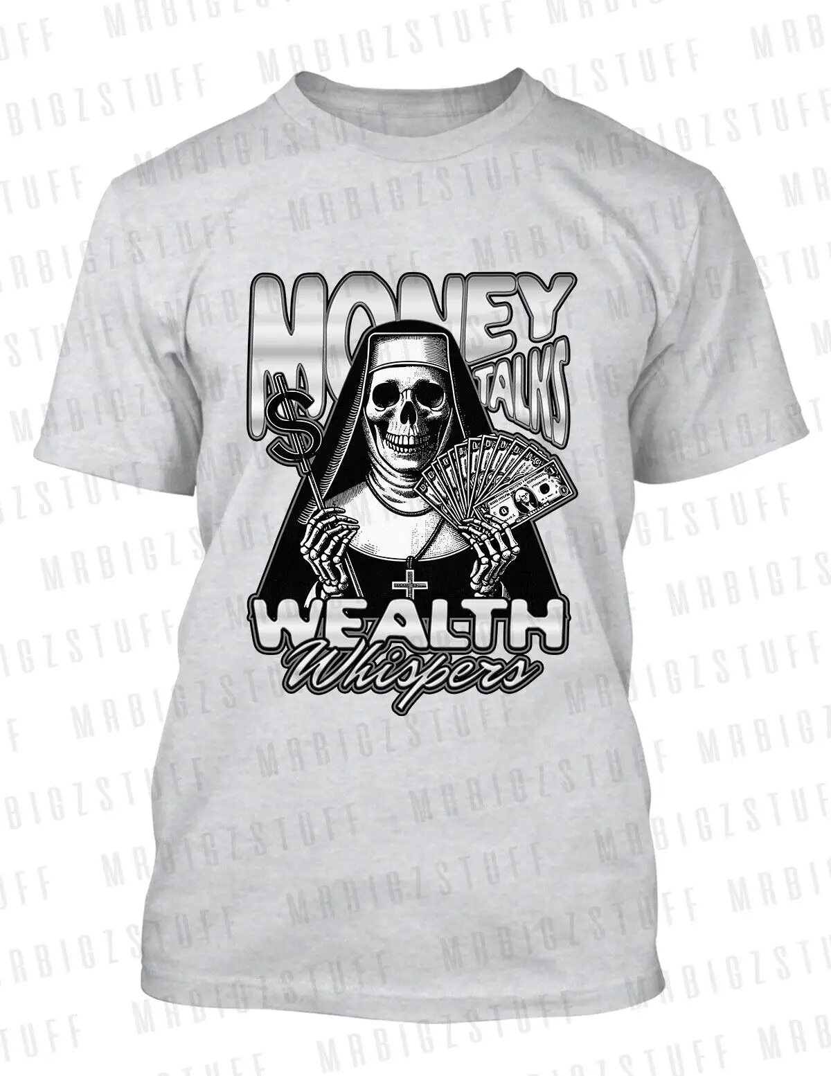 Big & Tall Skull Money Wealth Whispers Tee Shirt To Match J1 High Satin Shadow