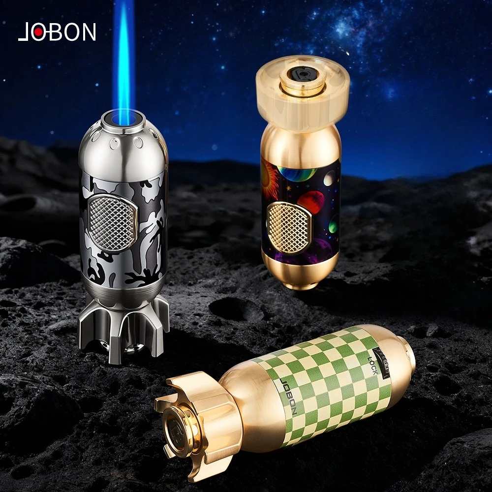 

Металлическая уличная зажигалка JOBON для высоких температур, ветрозащитная, с прямой подачей синего пламени, заправляемая, подарок для мужчин, для сигар