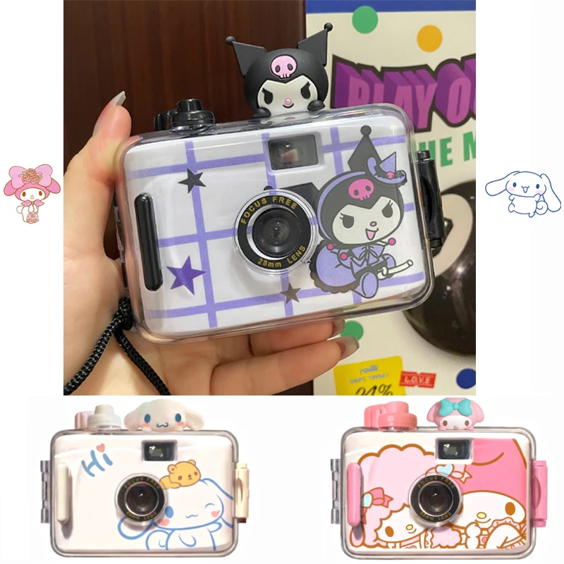 Kawaii Sanrios Cartoon Film Camera 35Mm Color Film Kuromi Melody Cinnamoroll Pochacco Dolls Point-And-Shoot Camera Birthday Gift