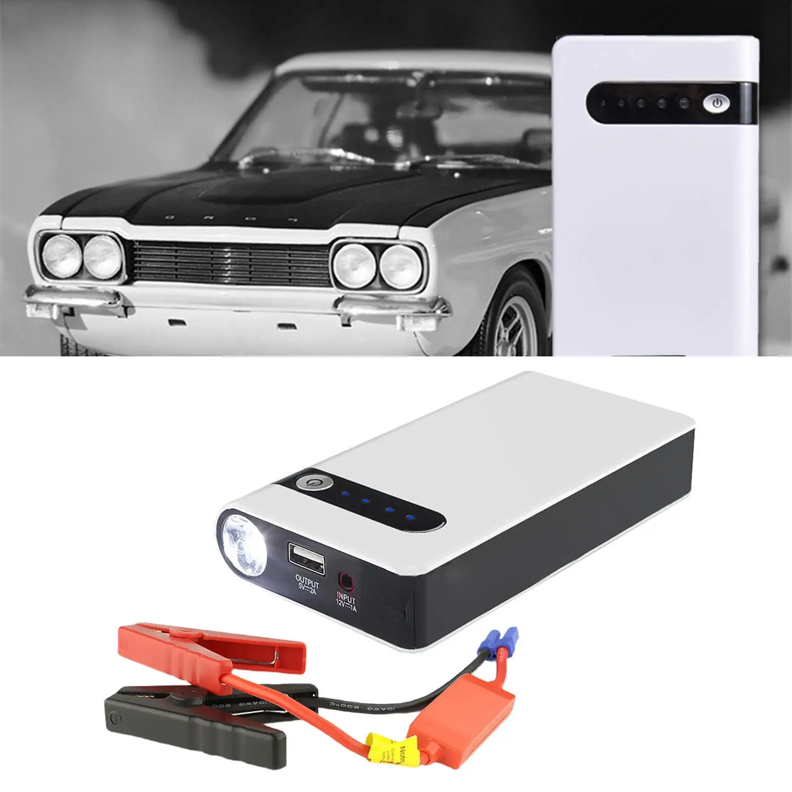 Dispositivo di avviamento portatile per auto 12V 8000mAh caricabatterie per telefoni portatili con torcia elettrica US