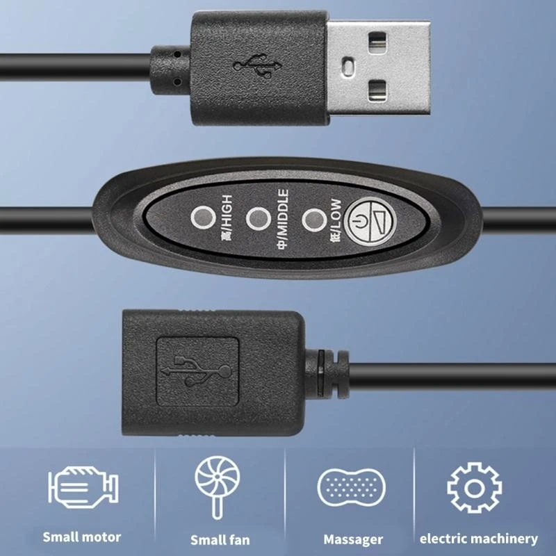 وحدة تحكم USB سرعة وحدة التحكم الإلكترونية 3 سرعات قابلة للتعديل قابلة للتعديل كبل تنظيم سرعة مروحة للمكتب HX5E