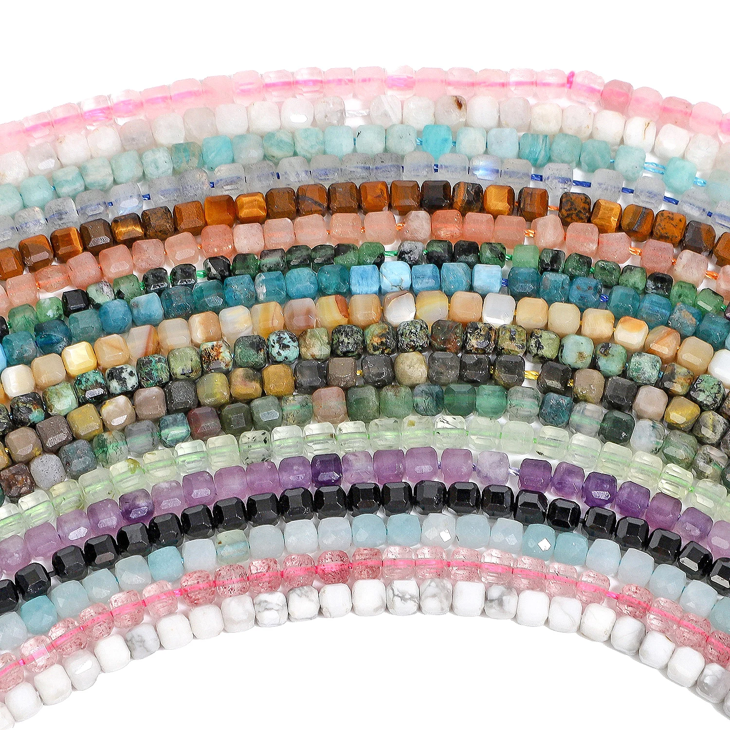 2.5-3mm Faceted Square Cube Beads Natural Sunstone Africa Turquoise Labradorite Loose Beads for Jewelry Making Diy Accessories