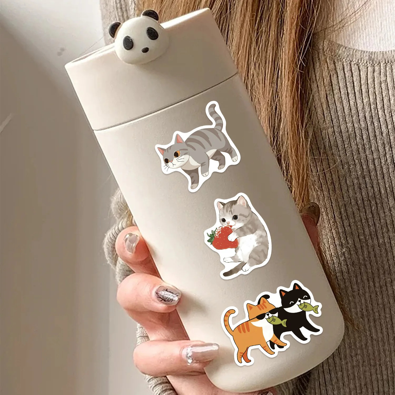 50pcs Kawaii Cat Cartoon Animal Stickers Cute Aesthetic Luggage Guitar Stikers Laptop Graffiti Book Sticker Pack Kids Toy Gift