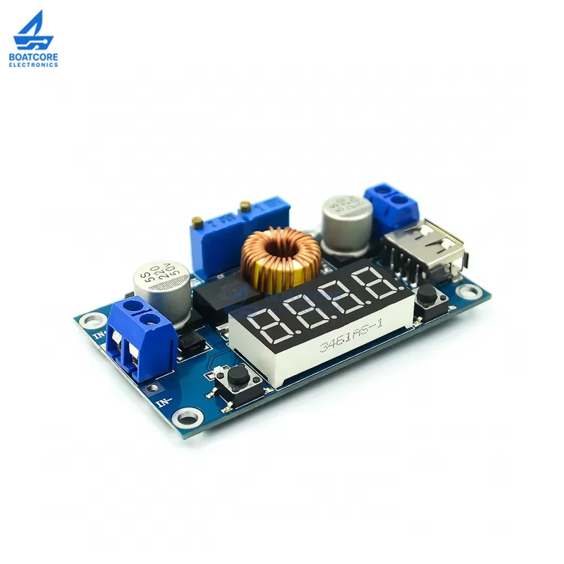 XL4015 5A DC-DC 75W Adjustable Buck Module With Voltmeter Display USB Port Overtemperature Protection Voltage Regulators Module