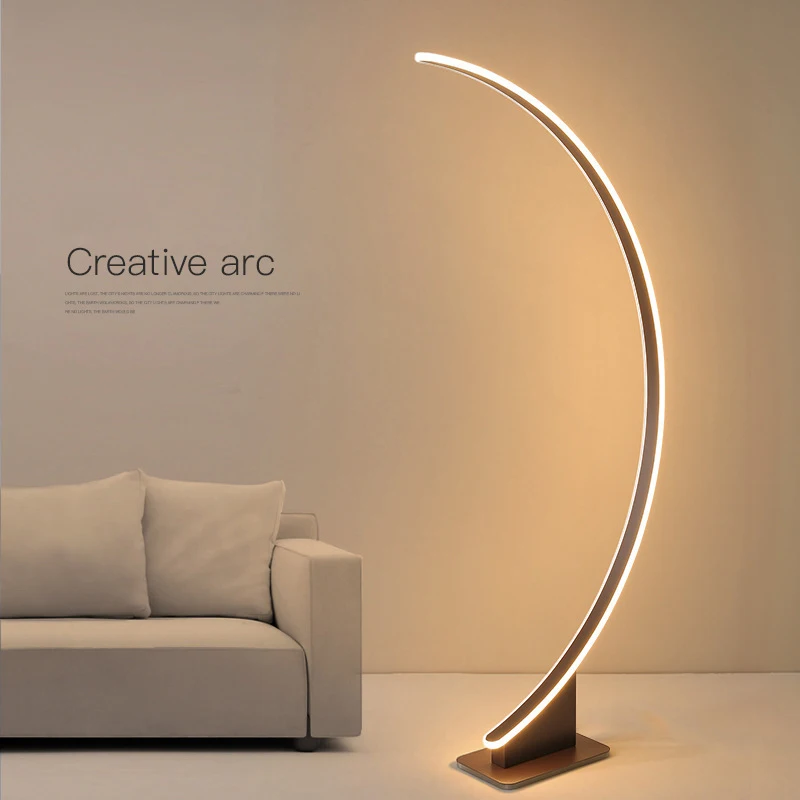 Minimalistische LED-Stehlampe mit gebogener Linie für Wohnzimmer, Sofa, Schlafzimmer, Eck-Stehlampe, Hotel, vertikale Nachttischlampe, Stehlampe