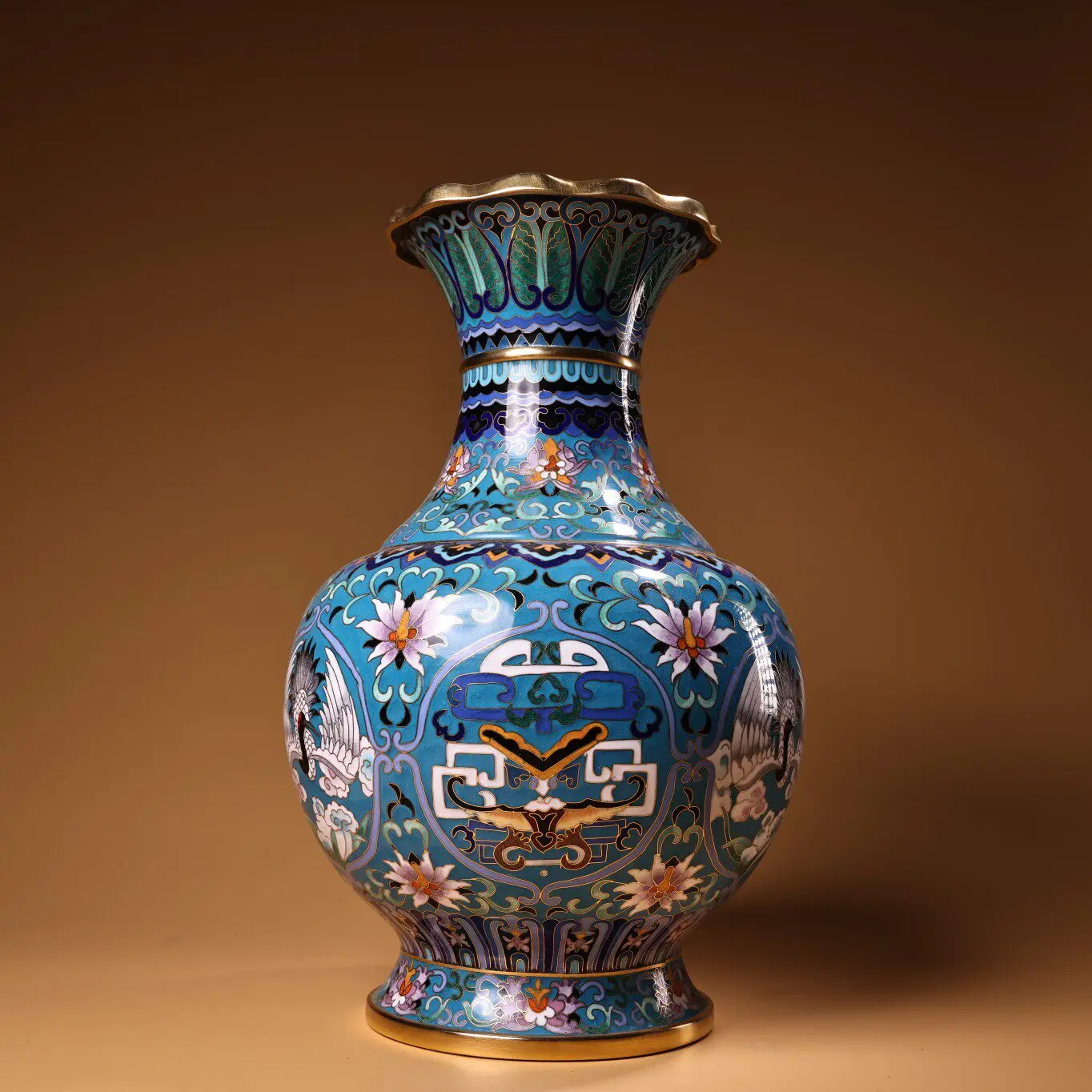 Vintage Chinese Gilt Cloisonne Enamel Vase Heavy Patina Fine Craft