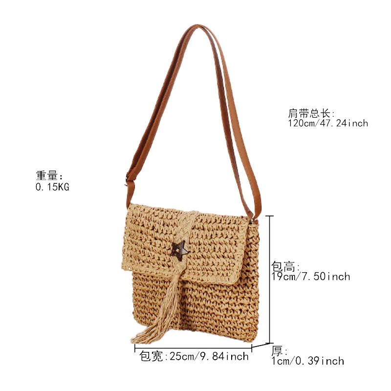 Yoreai neue handgemachte Webart Stroh Stoff Single Shoulder Tasche Hohl Mesh Quaste Meer Urlaub Strand Cross body Shopper Einkaufstaschen