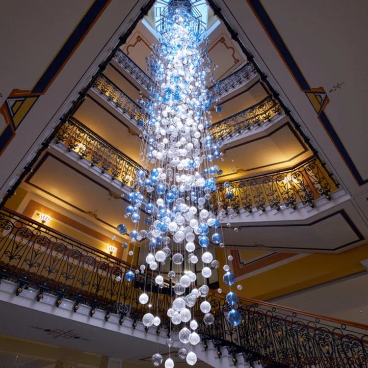 

LED Chandelier Professional Project Customized Luxury Hotel Lobby Bubble Shape Glass Chandelier