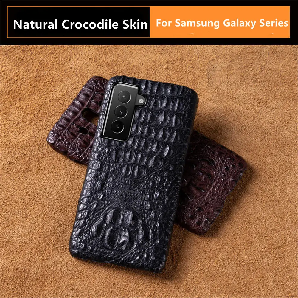 Luxury Real Crocodile Skull Spine Leather Case For Samsung Galaxy S23 S24 25 Ultra Business Cover