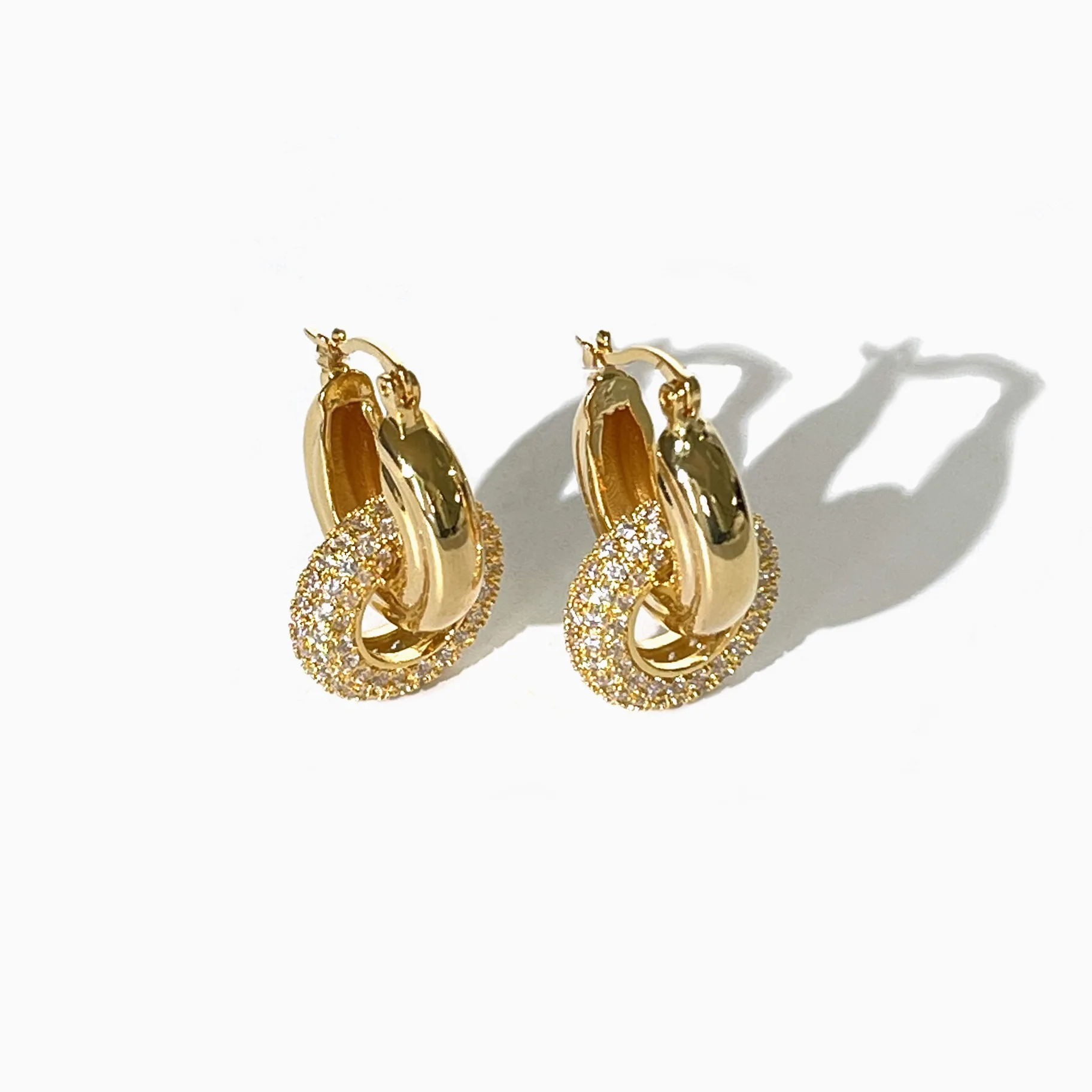 New ins Stainless Steel Micro Inlaid Zirconium Earring Vintage Circular Detachable Ear Buckles For Women Girls Fashion Jewelry