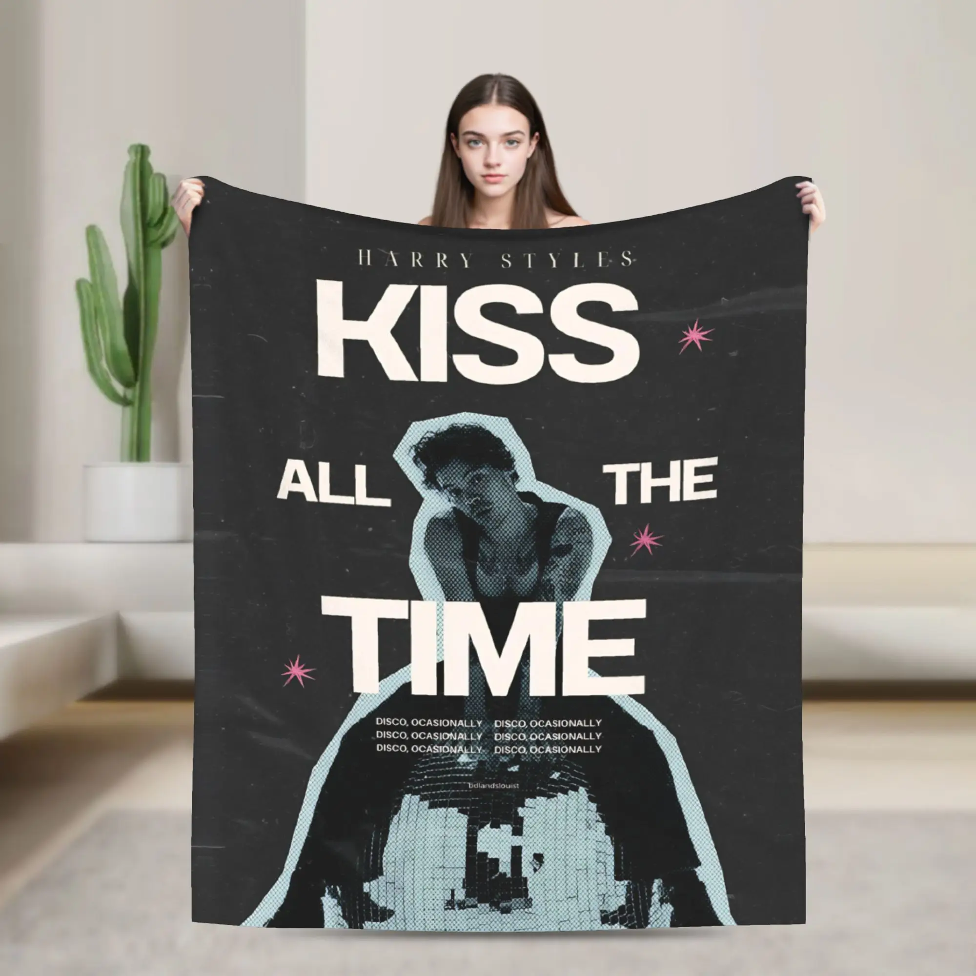 Kiss All The Time Disco Tour Blanket Harrys Music Styles  Flannel Awesome Soft Throw Blanket for Chair Covering Sofa Spring